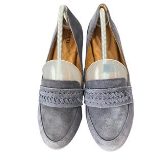 Born Women Blue Suede Braided Strap Loafers Moc Toe Slip On Flats Shoes Sz 11/43